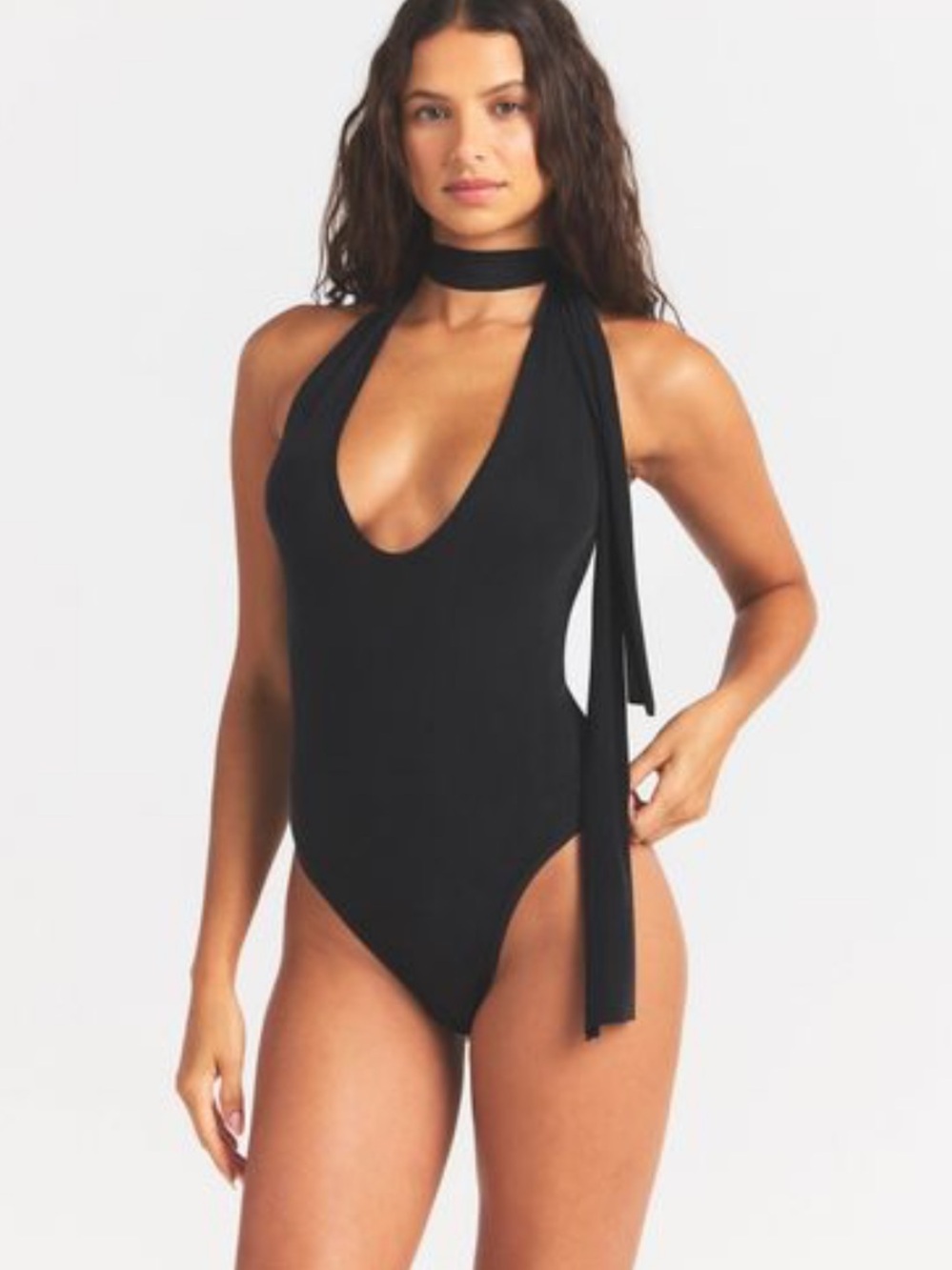 SKIMS cupro Halter tie neck Deep-V Bodysuit